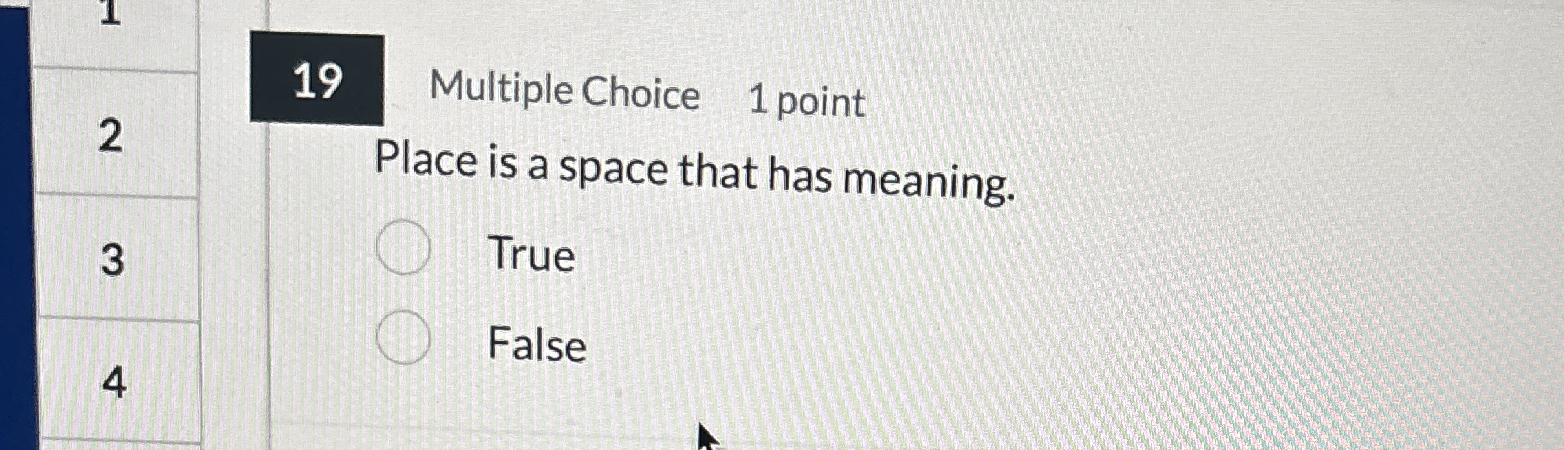 1 9 2 Multiple Choice 1 point Place is a space