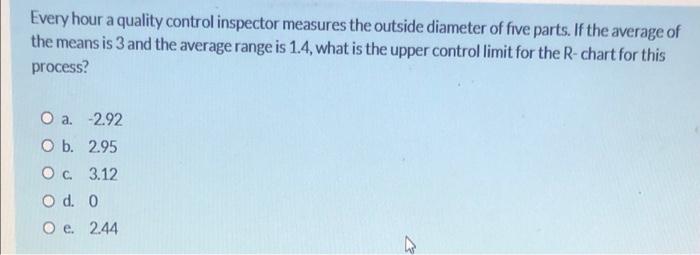 Every hour a quality control inspector measures