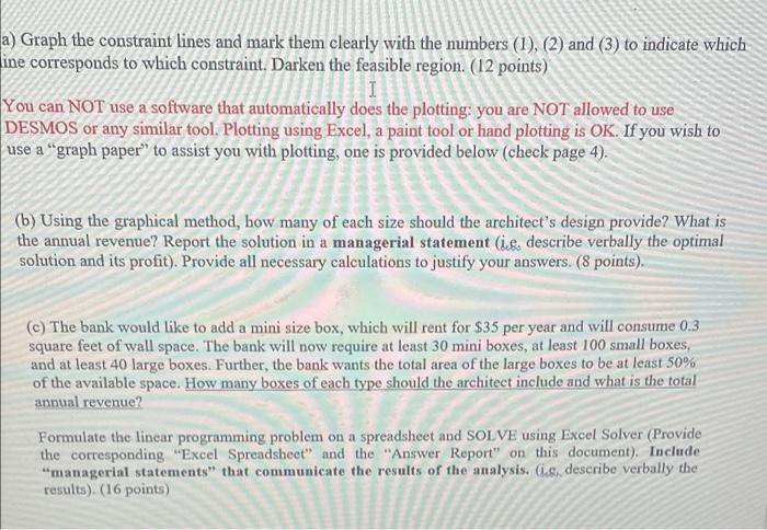 a) Graph the constraint lines and mark them