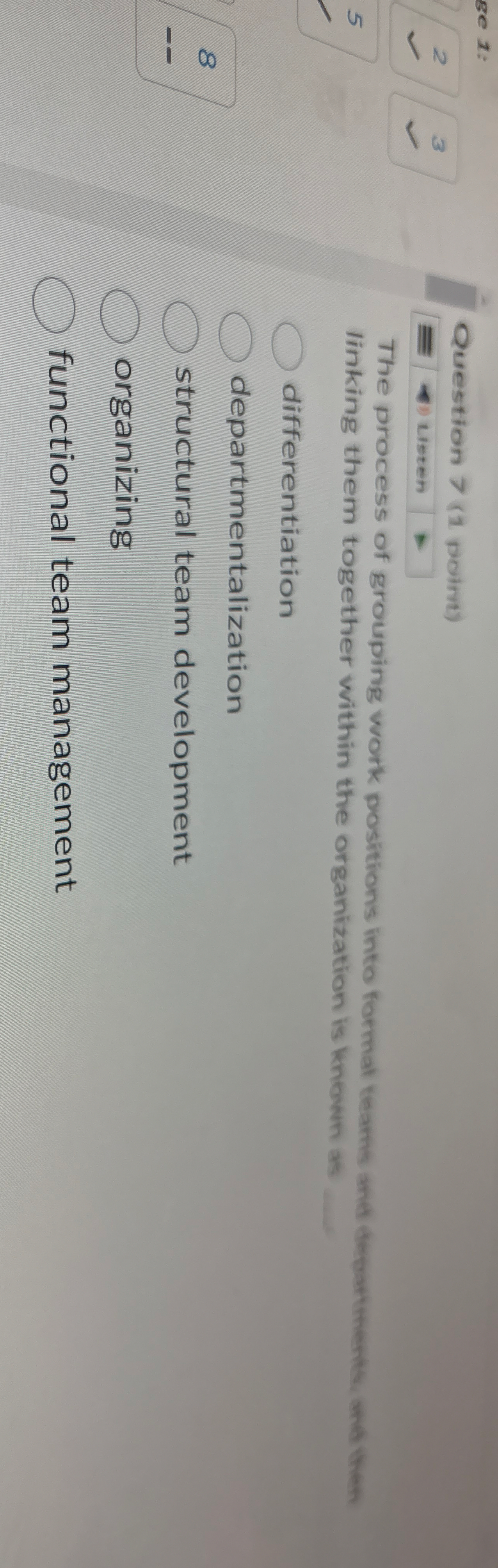 Question 7 ( 1 polmt ) Llisten linking them