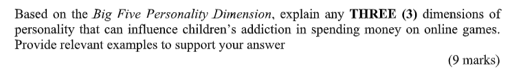 Based on the Big Five Personality Dimension,