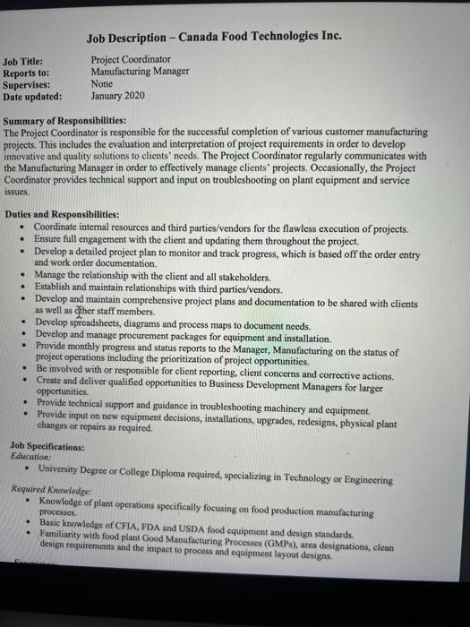 Job Title: Reports to: Supervises: Date updated: