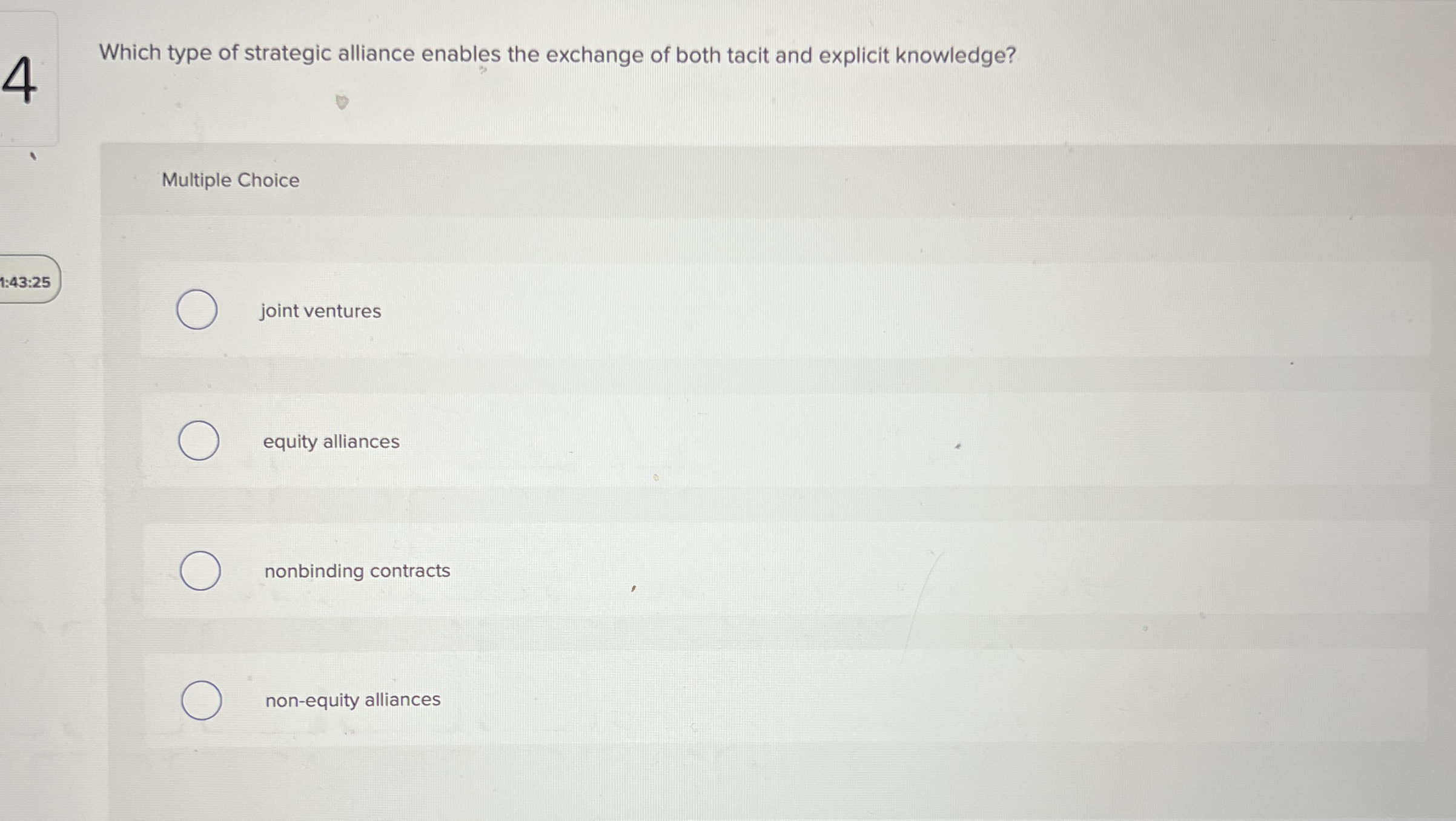 4 Which type of strategic alliance enables the