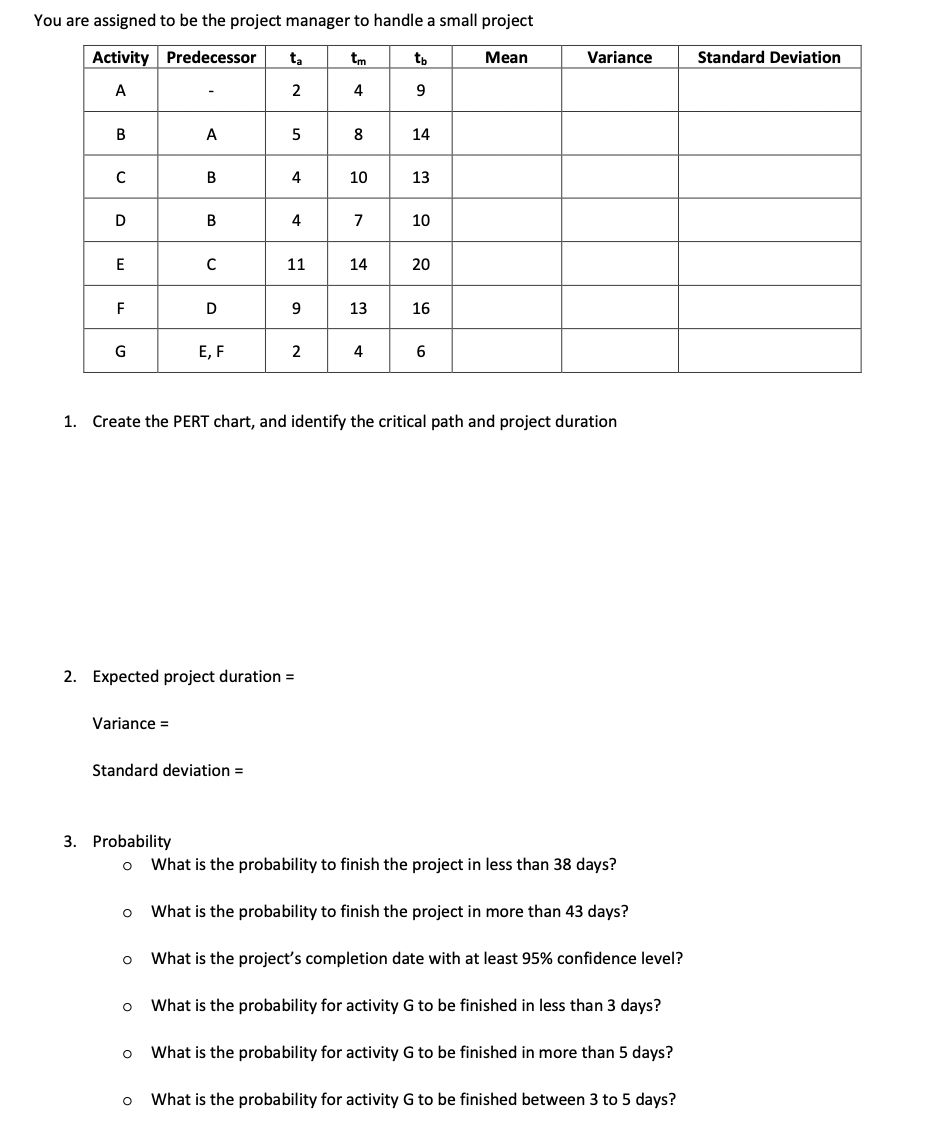 You are assigned to be the project manager to