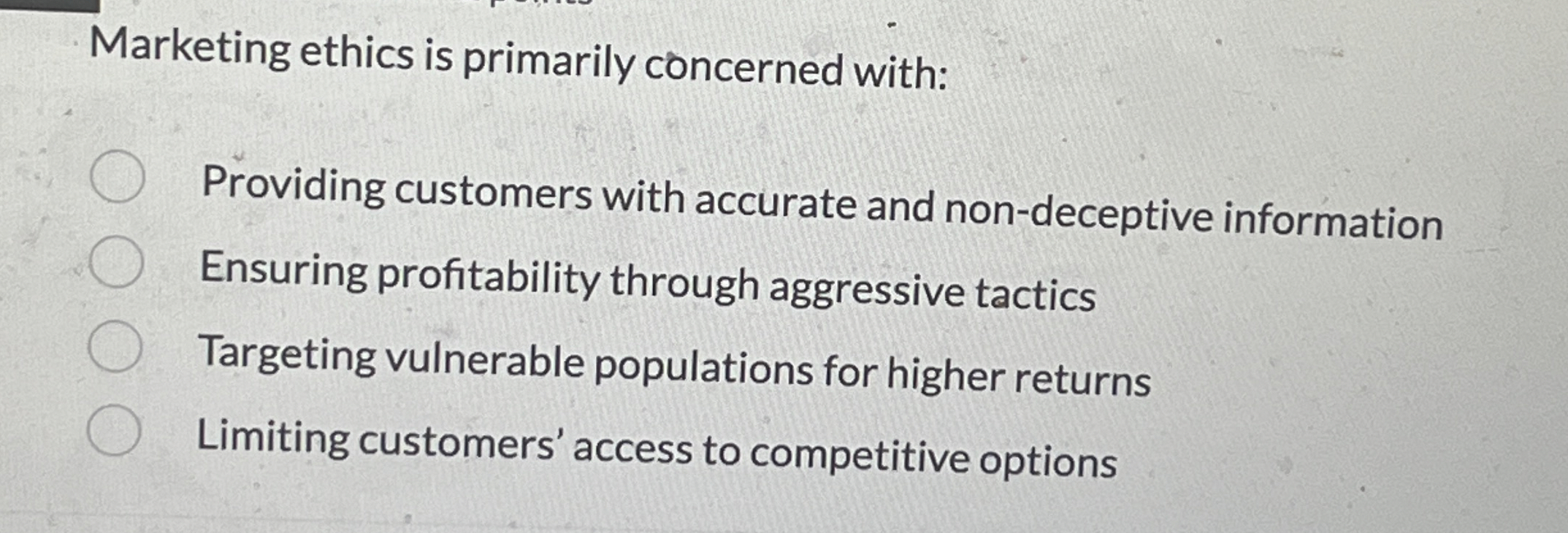 Marketing ethics is primarily concerned with: