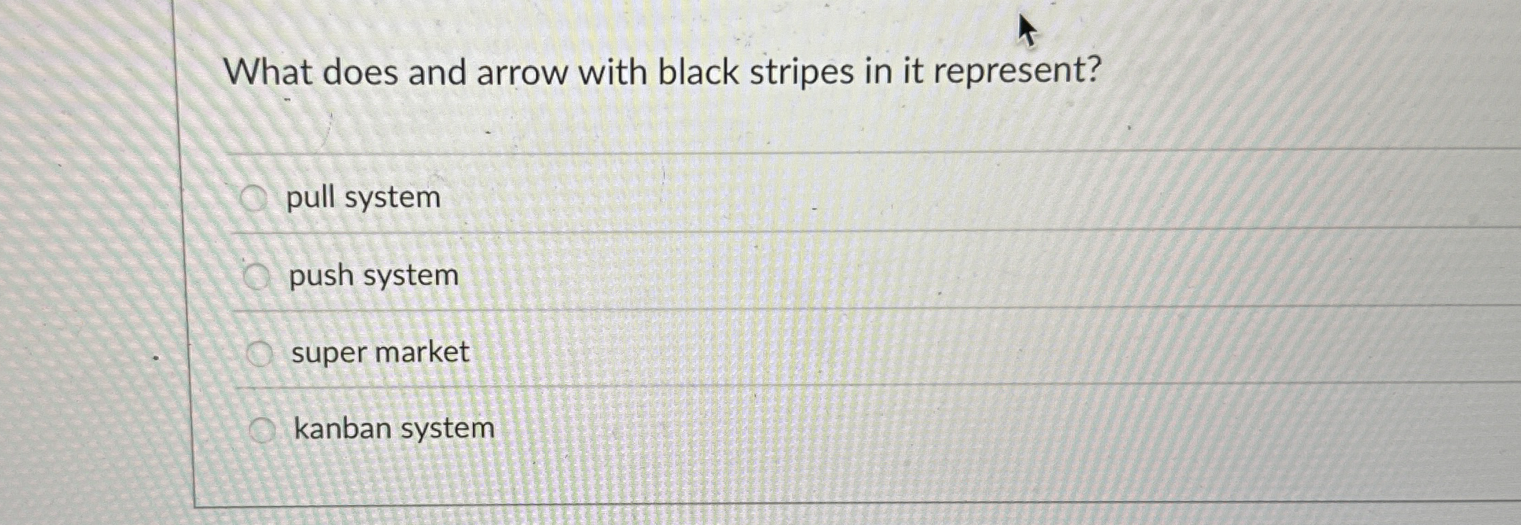 What does and arrow with black stripes in it