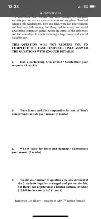5G 13:33 cotronline.ca 8. Practical Case Question