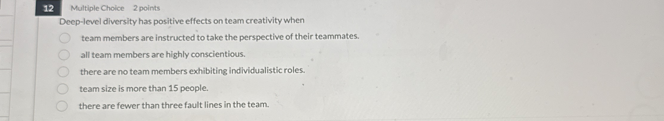 1 2 Multiple Choice 2 points Deep - level