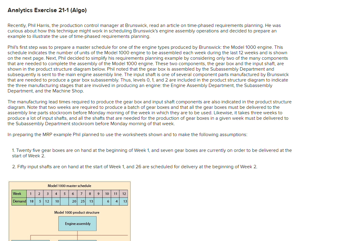 Analytics Exercise 21-1 (Algo) Recently, Phil