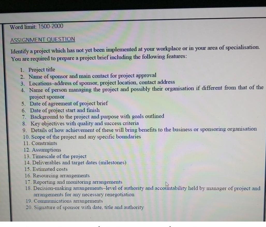 Word limit: 1500-2000 ASSIGNMENT QUESTION