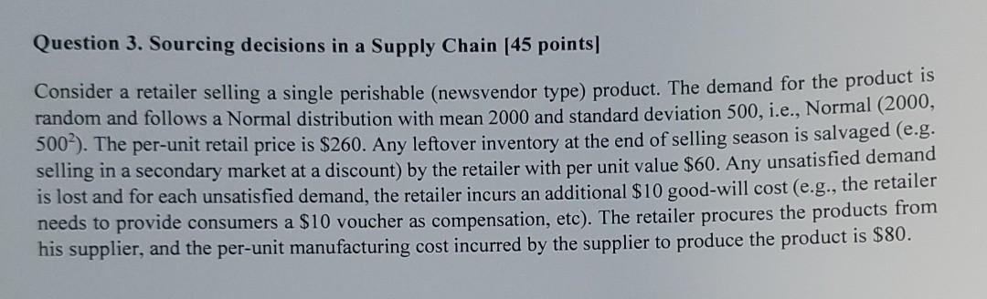 please finish part a to e, thank you. Question 3.