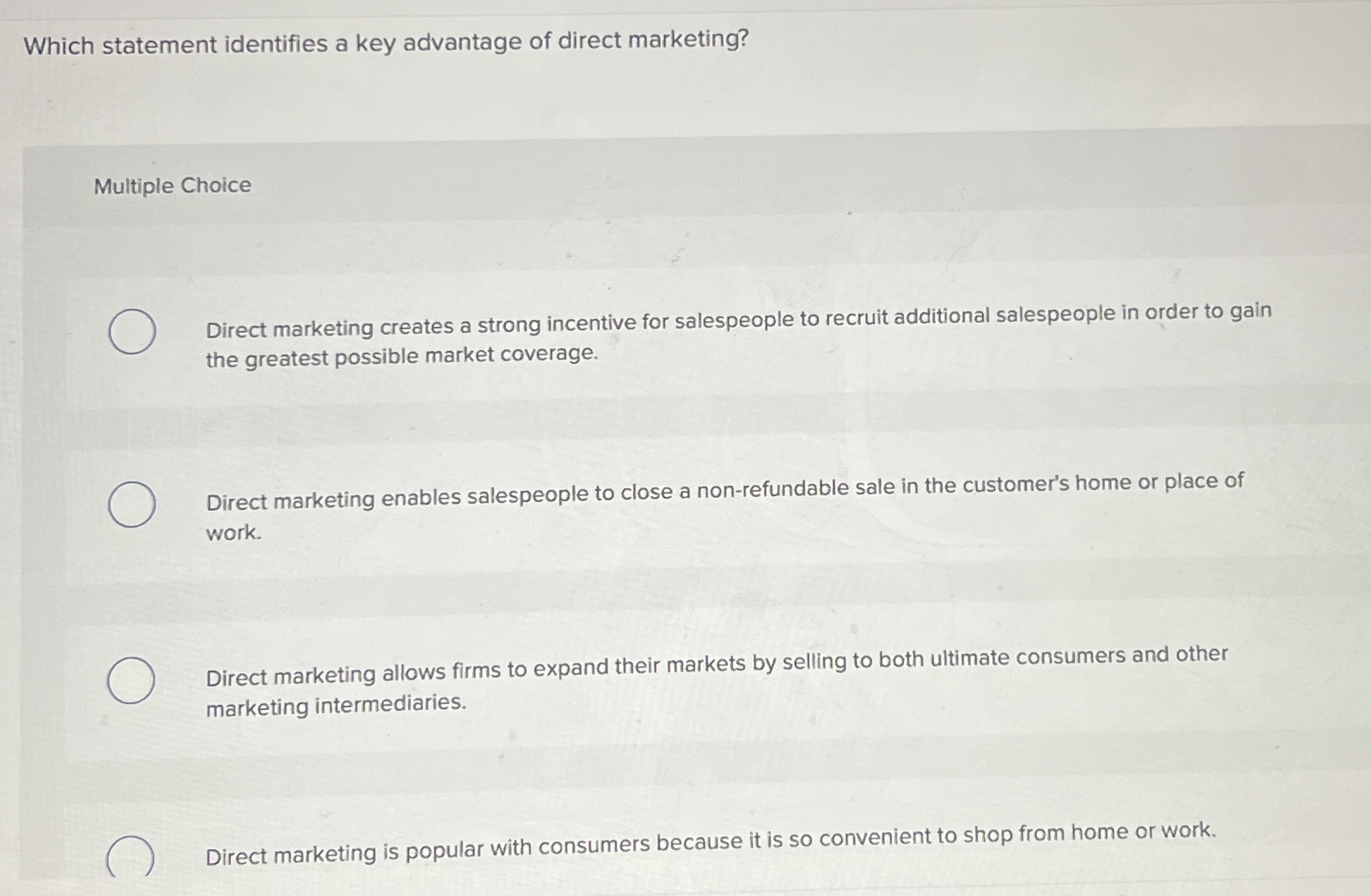 Which statement identifies a key advantage of