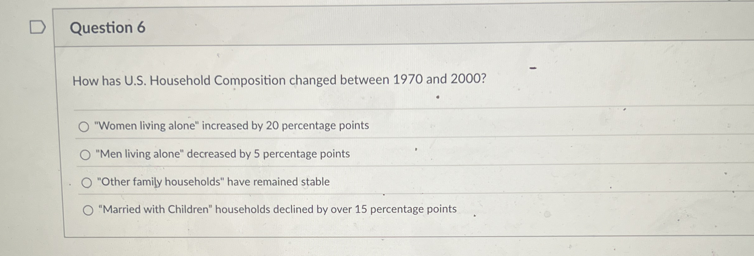 Question 6 How has U . S . Household Composition