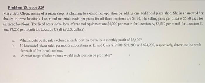 please show work Problem 18. page 329 Mary Beth