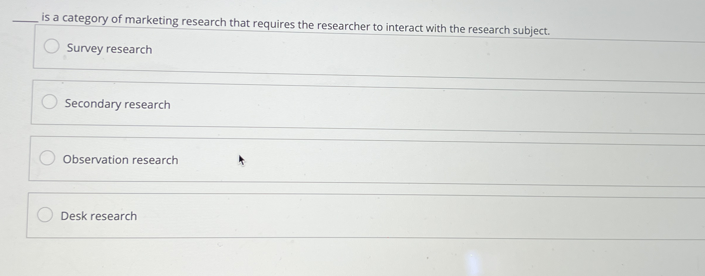 q , is a category of marketing research that