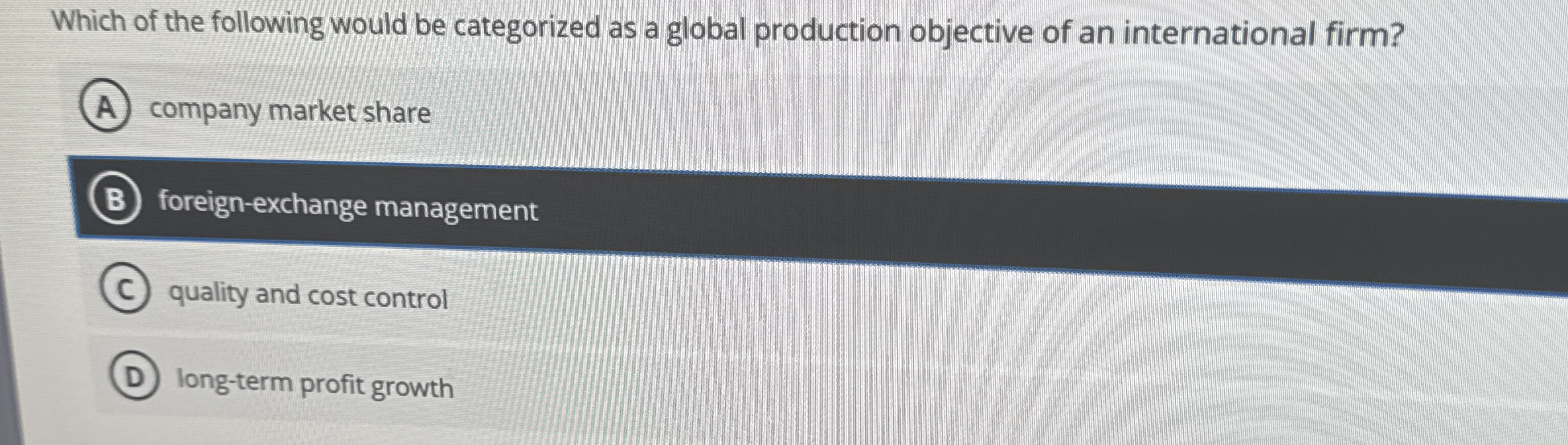 Which of the following would be categorized as a