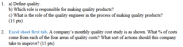 2 . Excel sheet first tab. A company's monthly