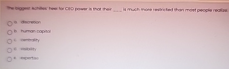 The biggest Achilles heel for CEO power is that