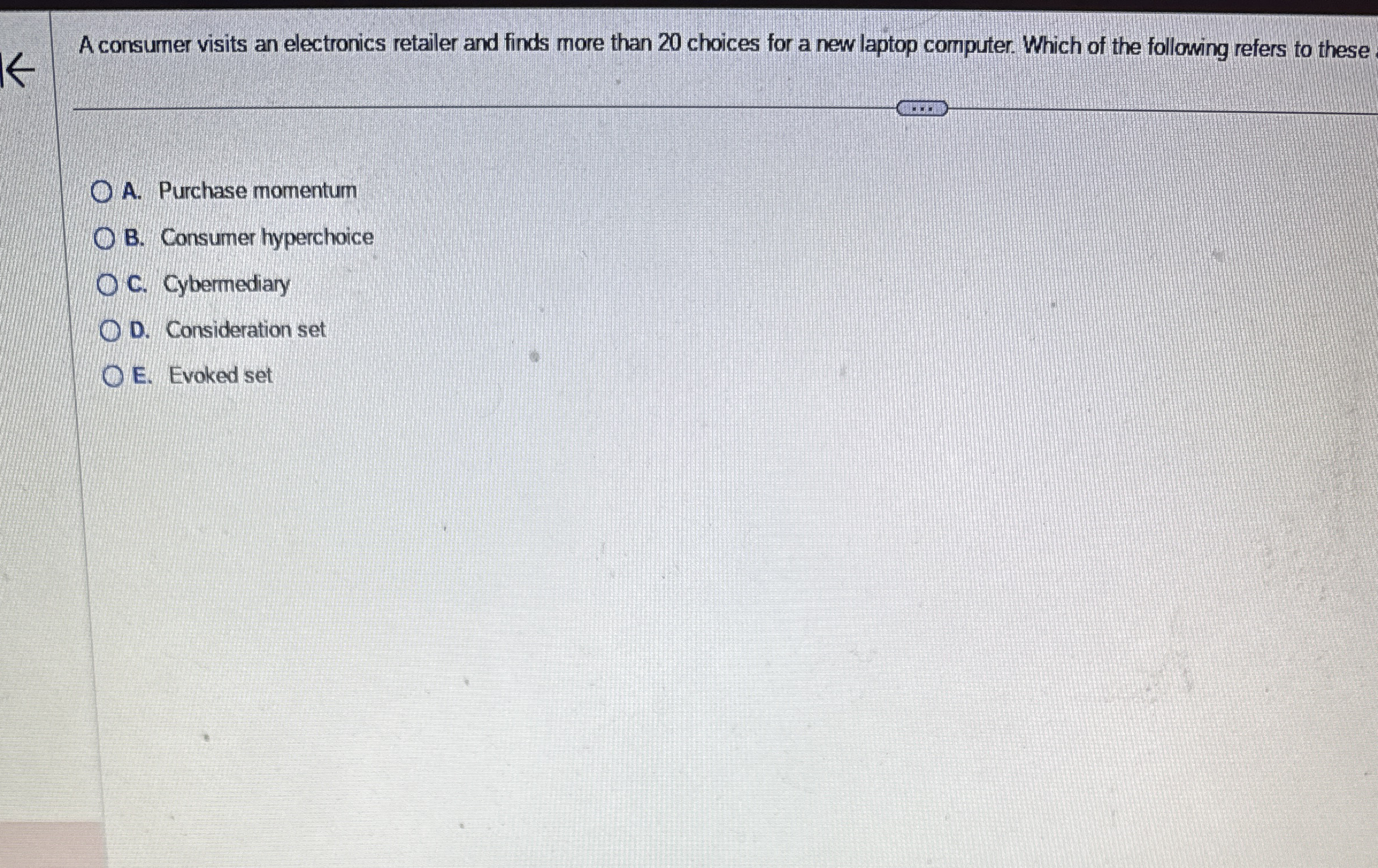 A consumer visits an electronics retailer and