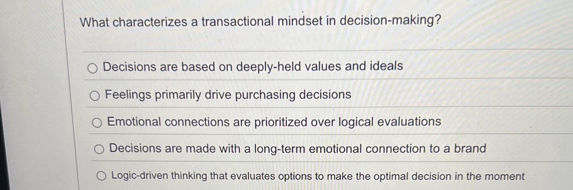 What characterizes a transactional mindset in