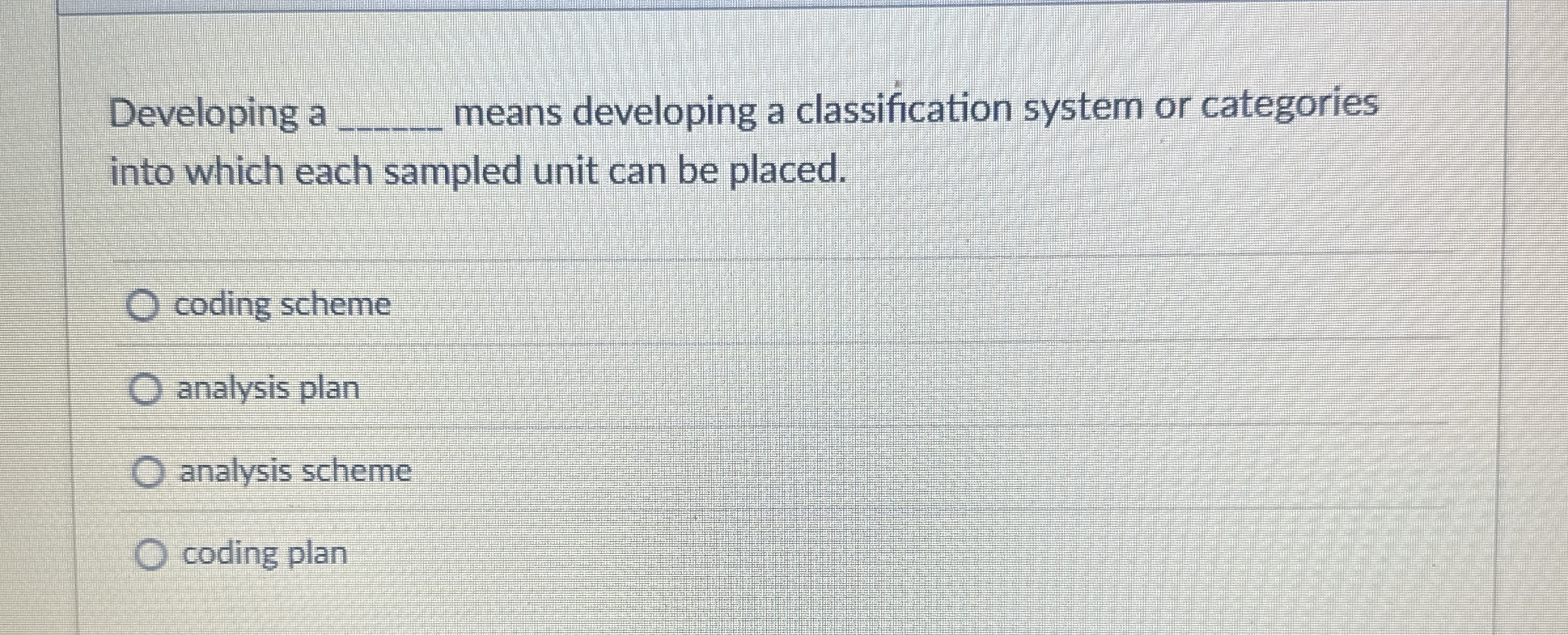 Developing a means developing a classification