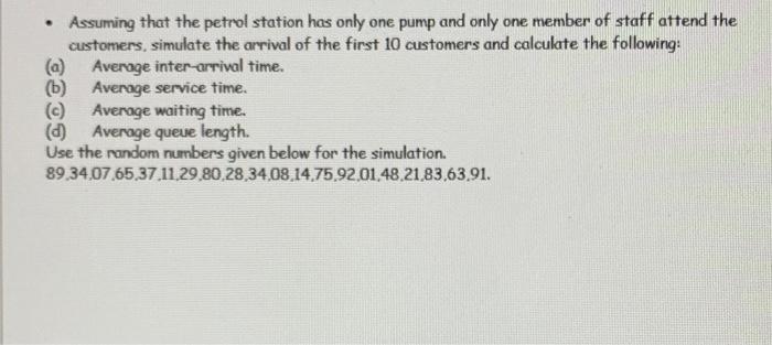 Simulation in Analysis waiting lines please solve