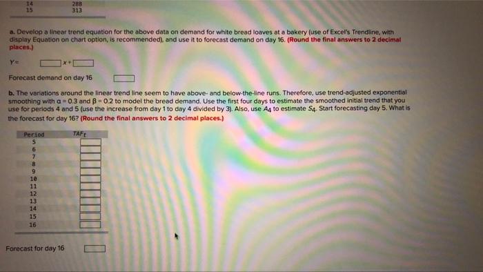 Following are the data on demand for white bread