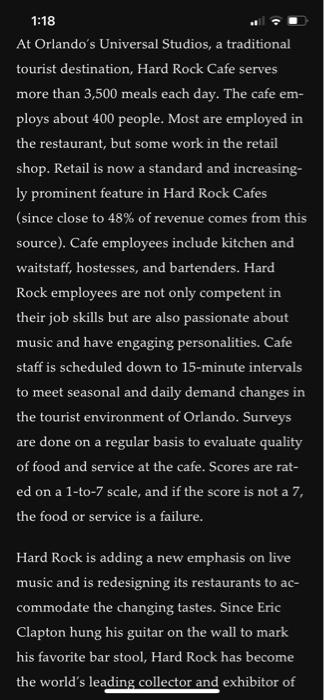 Case Study Hard Rock Cafe: Operation Management