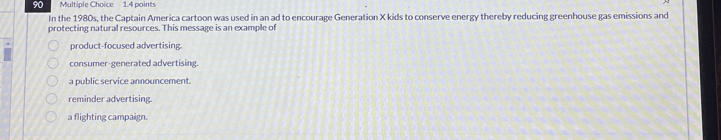 9 0 Multiple Choice 1 . 4 points In the 1 9 8 0 s