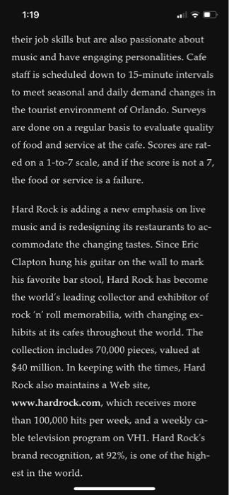 Case Study Hard Rock Cafe: Operation Management