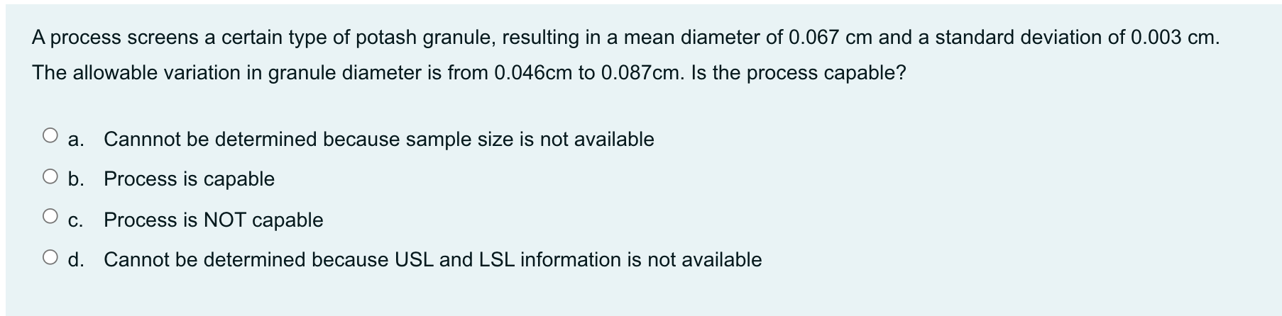 A process screens a certain type of potash