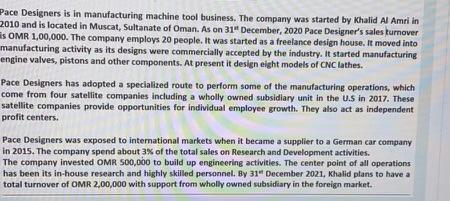 case study on pace design As on 31st December,