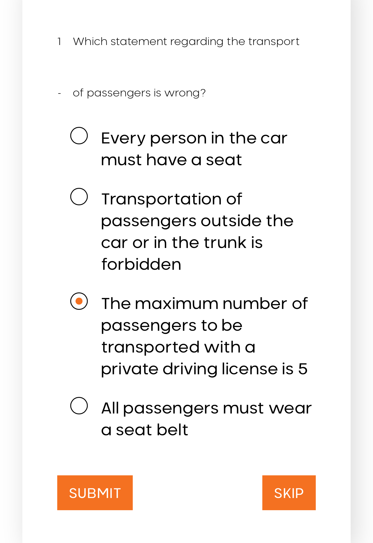 1 Which statement regarding the transport of