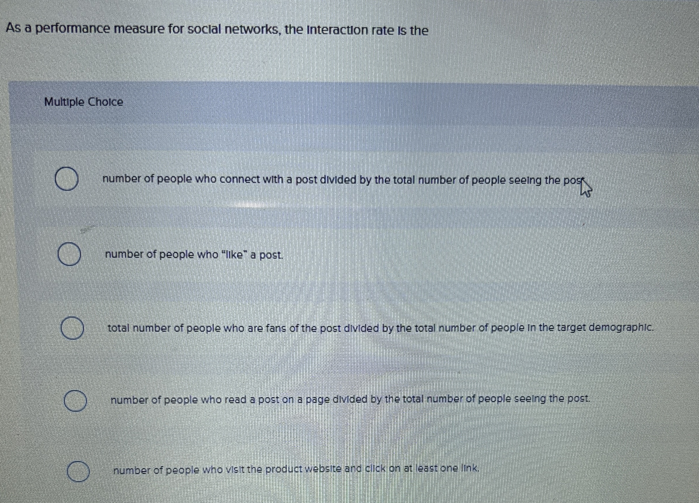 Cost per action refers to Multiple Choice fixed