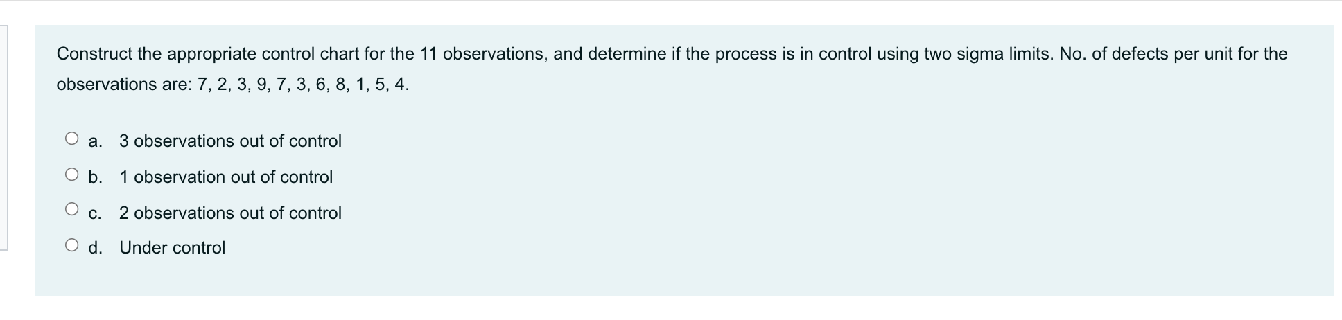 Construct the appropriate control chart for the