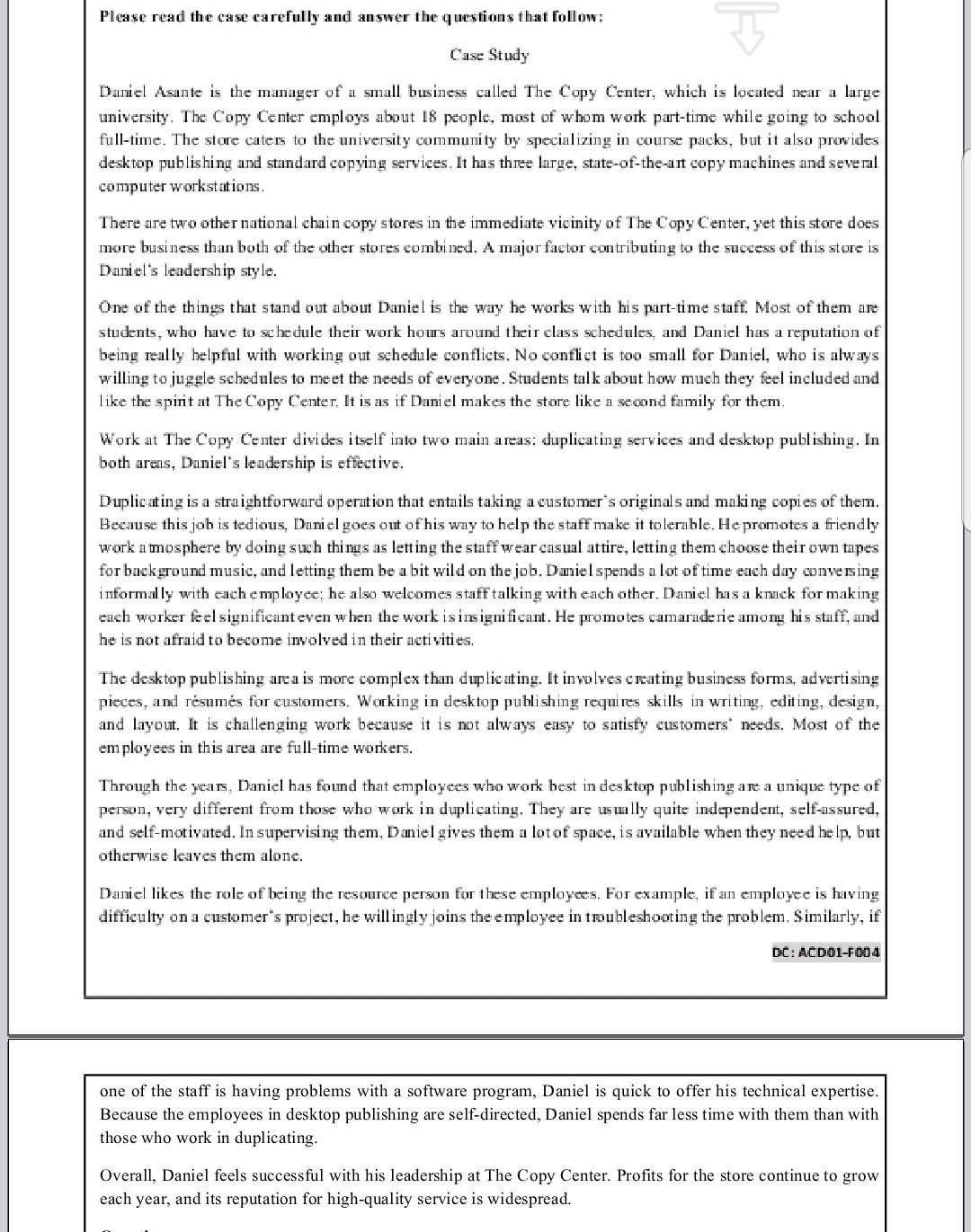 continuation 1 Please read the case carefully and