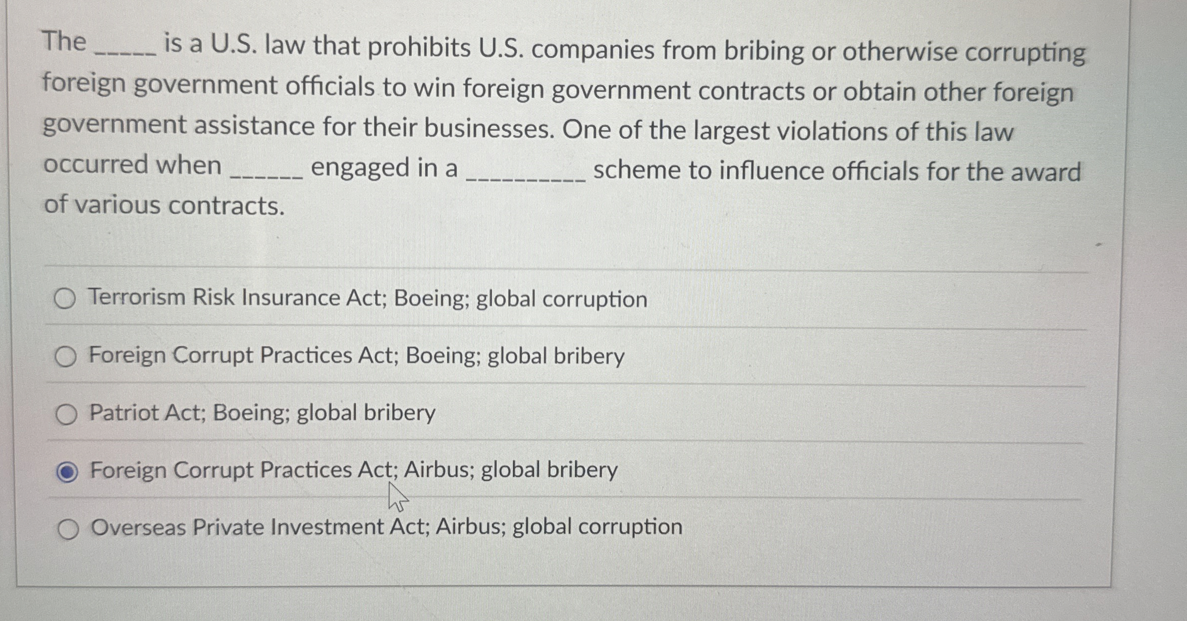 The is a U . S . law that prohibits U . S .