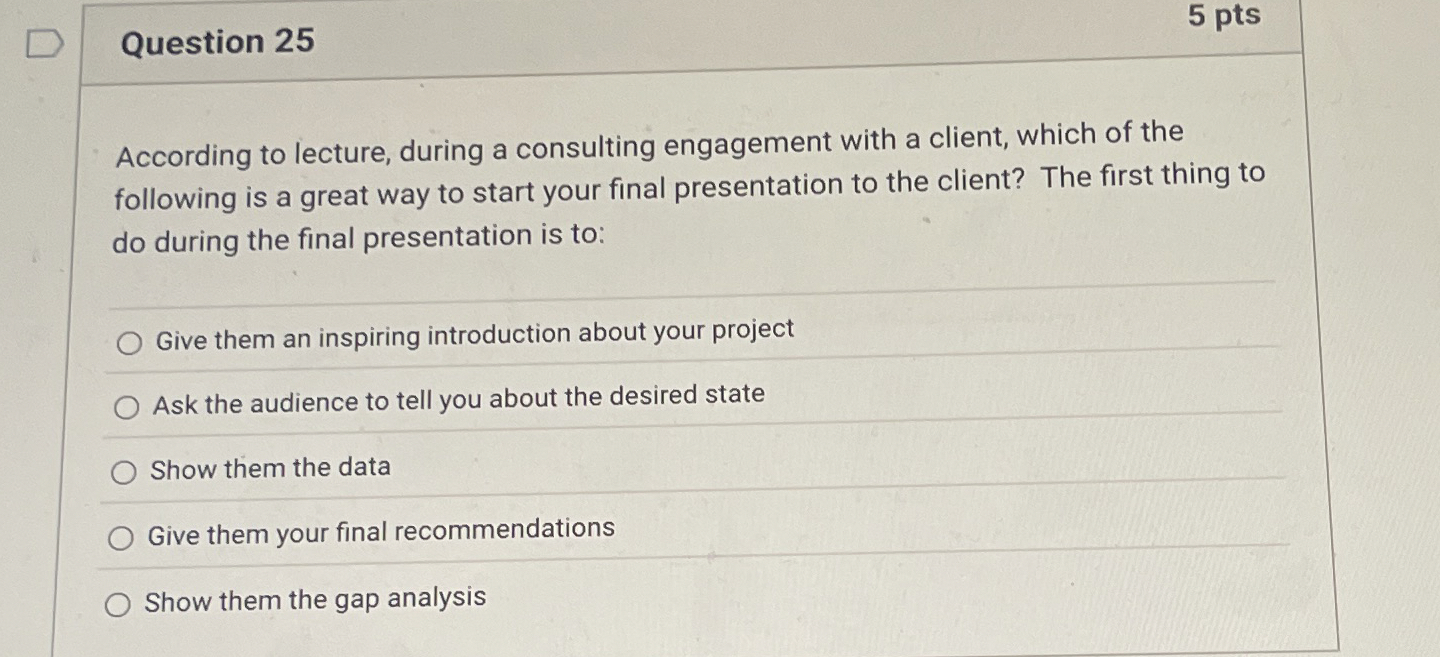 Question 2 5 5 pts According to lecture, during a