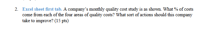 2 . Excel sheet first tab. A company's monthly