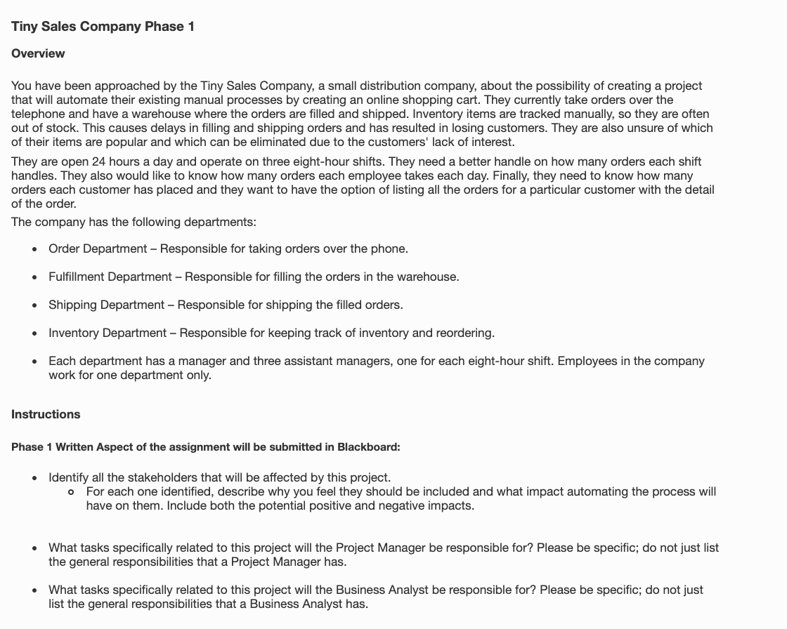 Identify all the stakeholders that will be