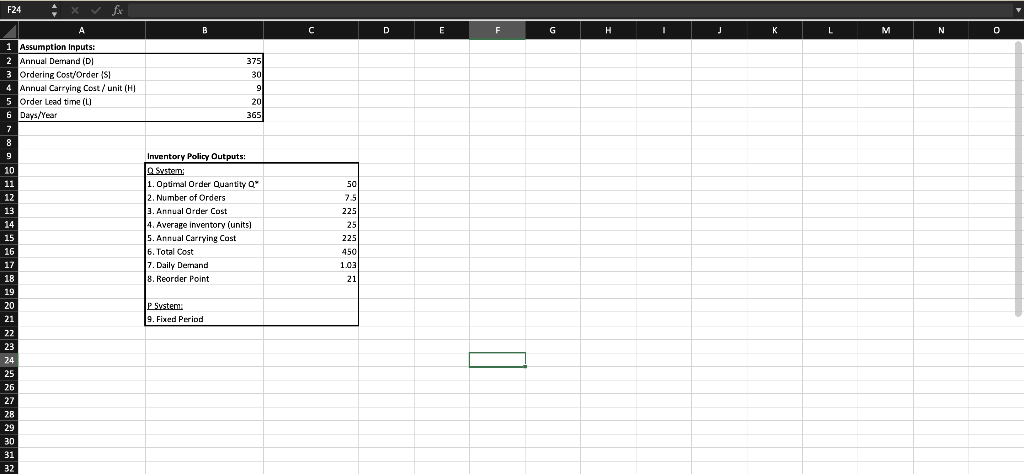 Economic Order Policy Model. Need the answer for