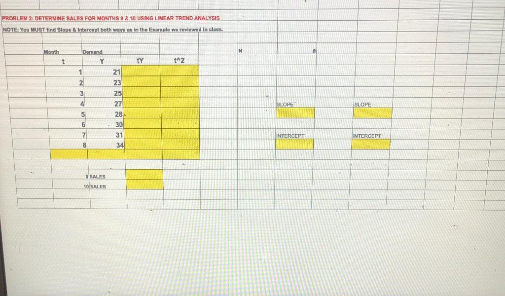 PROBLEM 2: DETERMINE SALES FOR MONTHS 9 & 10