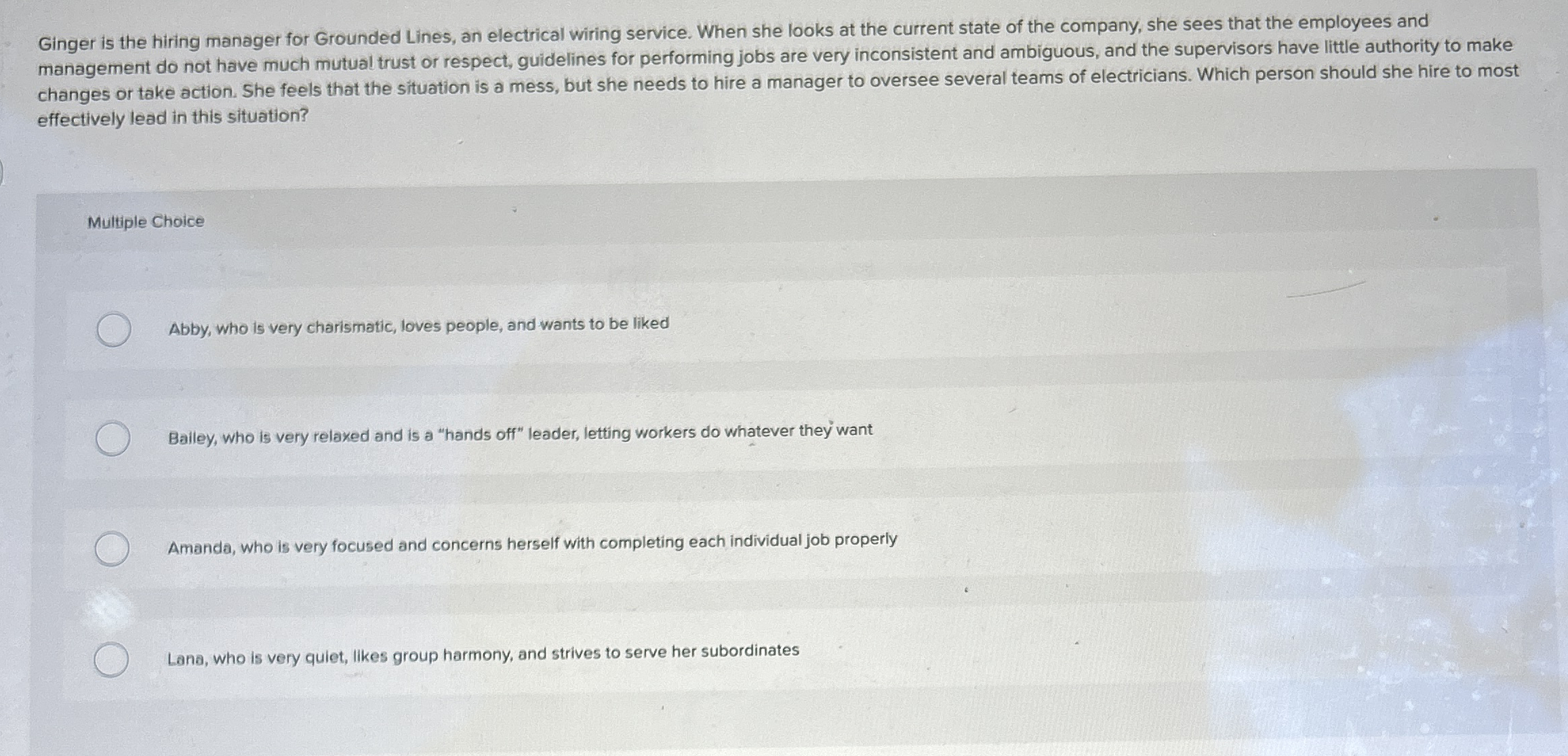 Ginger is the hiring manager for Grounded Lines,