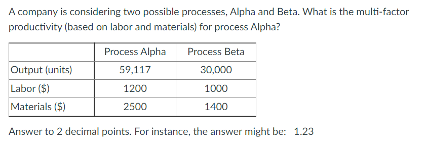 A company is considering two possible processes,