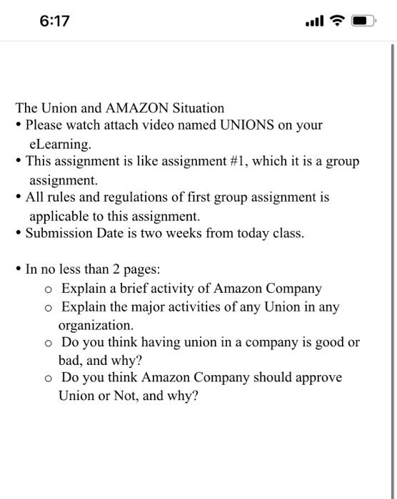 6:17 The Union and AMAZON Situation Please watch