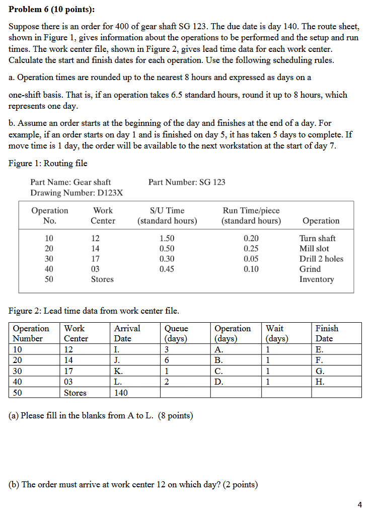 Problem 6 (10 points): Suppose there is an order