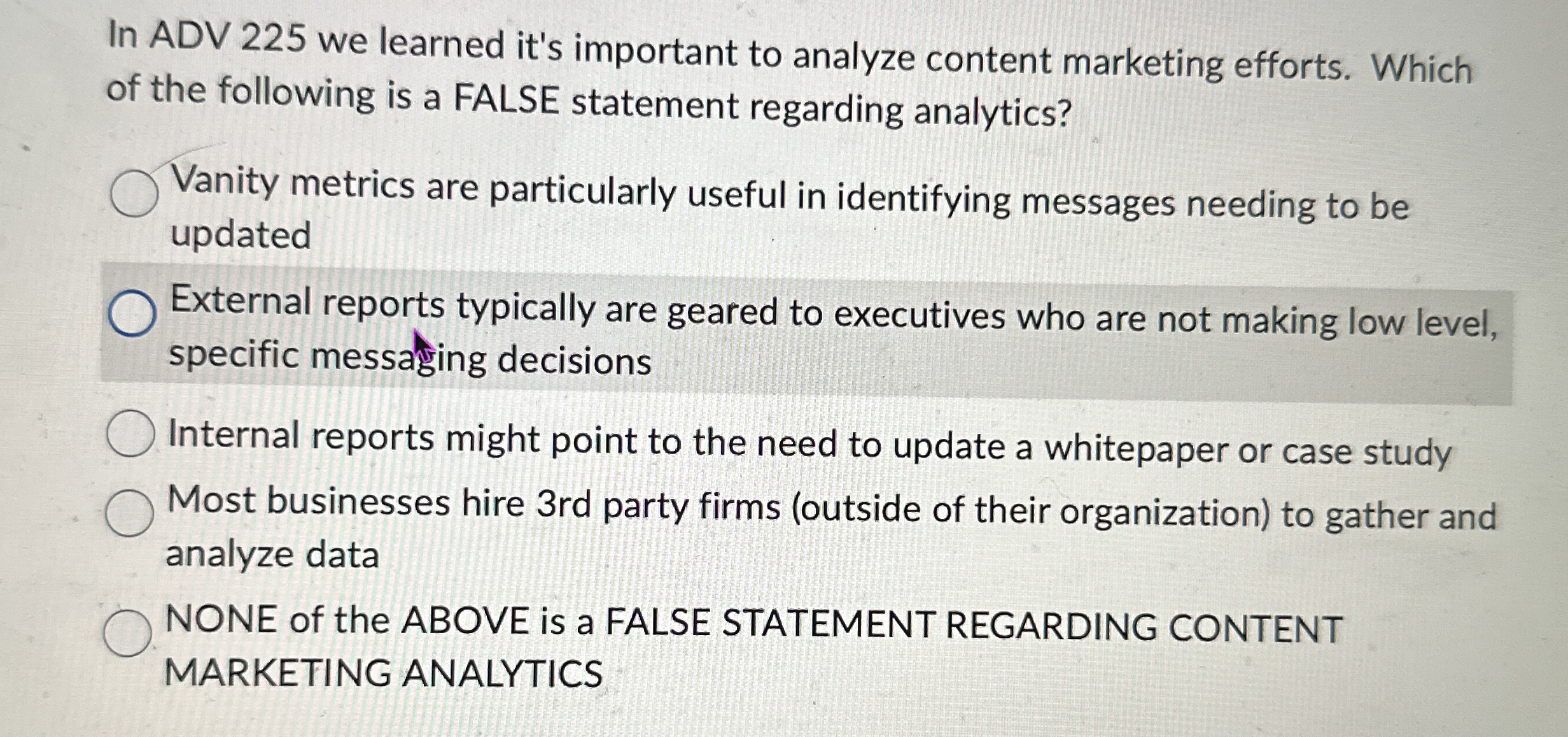 In ADV 2 2 5 we learned it's important to analyze