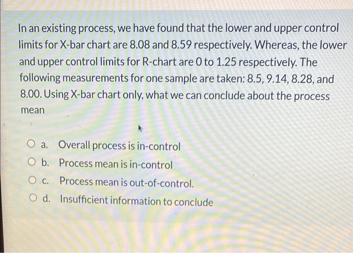 In an existing process, we have found that the