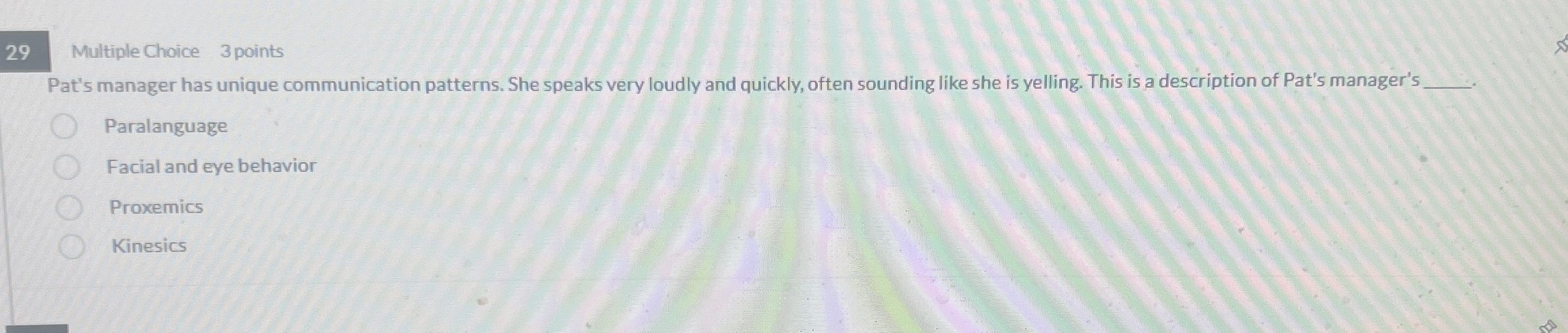 2 9 Multiple Choice 3 points Pat's manager has