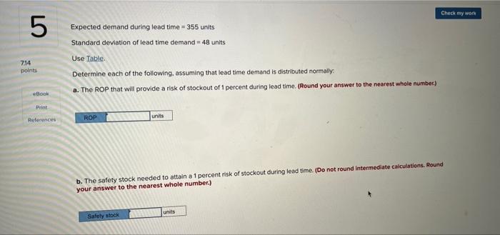 Check my word 5 Expected demand during lead time